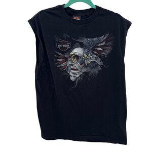 Harley-Davidson Mens Sleeveless T-Shirt XL Black Collierville TN Eagle Graphic R